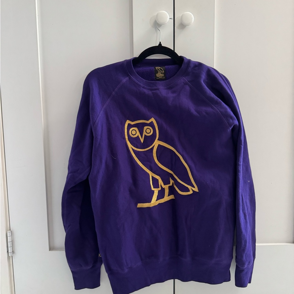 OVO Purple Embroidered Crewneck Sweater